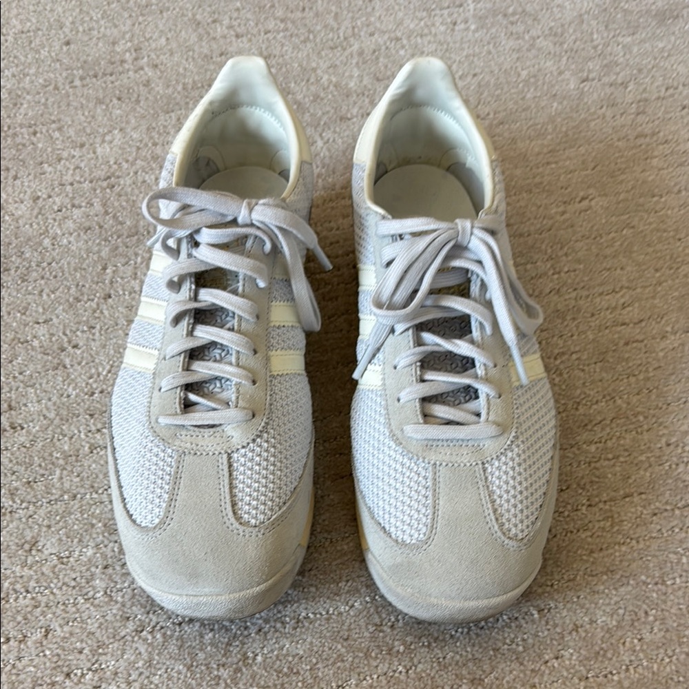 adidas Men's Lightweight Knit & Suede Sneakers in Light Gray and Cream